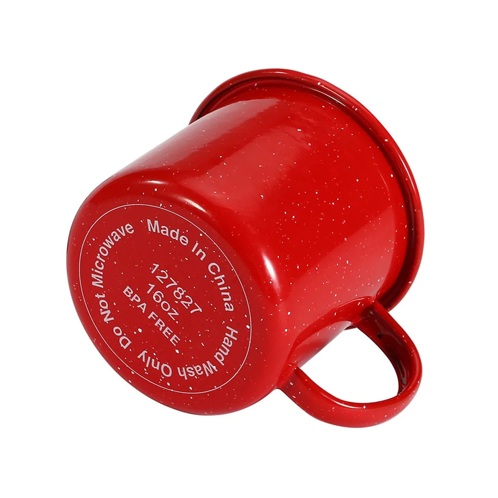 

Enamel Mug Red Curled Edge Starlight Design Coffee Tea Cup Heat Resistant Chipping Proof For Home Office Gift Kitchen Bar Use