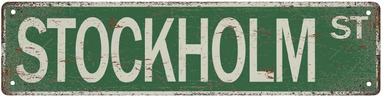 

Дорожный знак Stockholm St Street Sign Винтажный забавный металлический жестяной знак 4X16 дюймов Настенные украшения