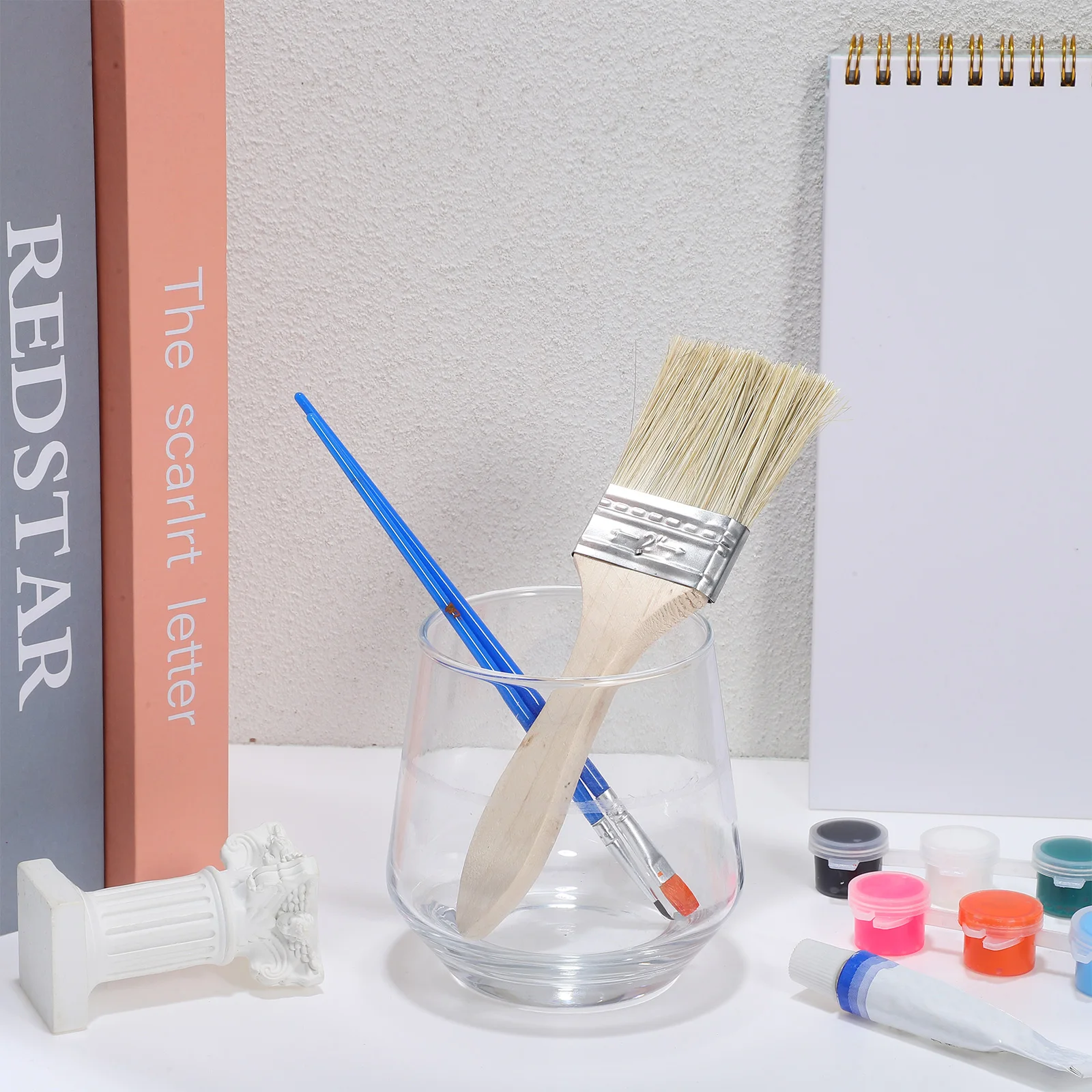 

10 Pcs Paint Brushes 2 Inch Thick Wood Handle White Bristles House Painting Walls Furniture Durable Fiber Efficient Application