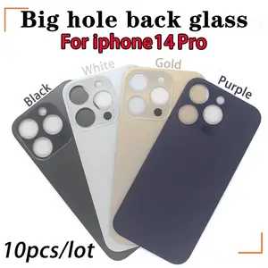 Bilashmart 10/Lot iPhone 14 Pro Max Back Glass iphone 14 Pro Battery Cover Original Colour BackShell big hole rear glass