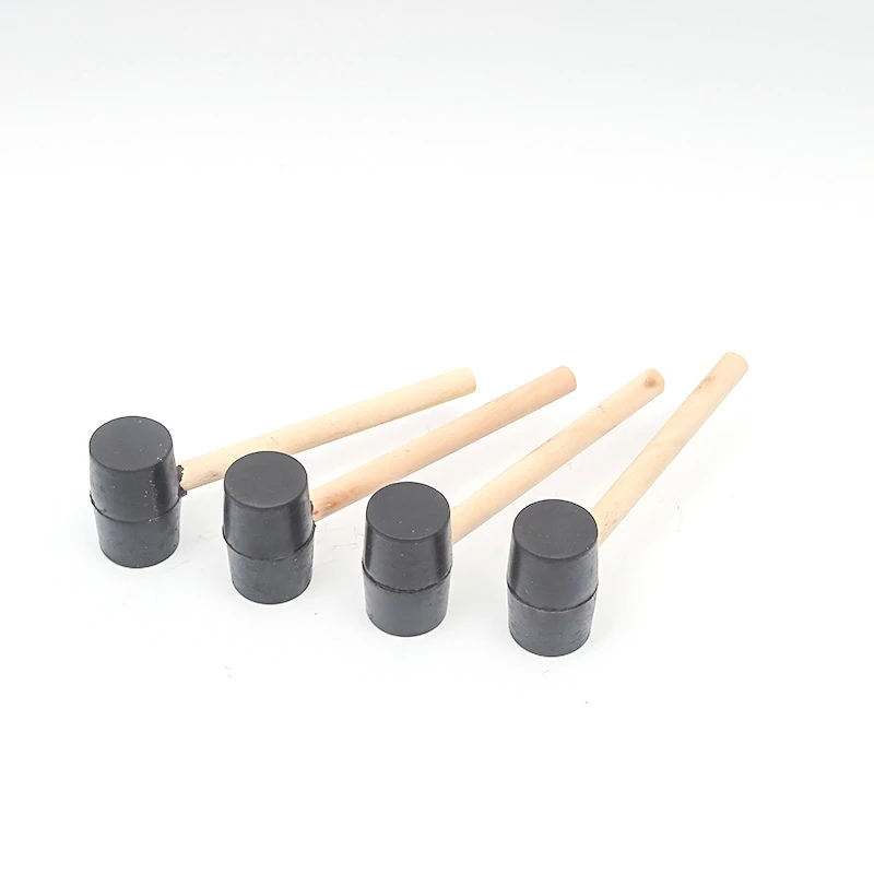 Heavy-Duty Black Rubber Mallet with Solid Wood Handle, Soft Shock-Absorbent Hammer for Tiles, Flooring, Shelf Installation & DIY