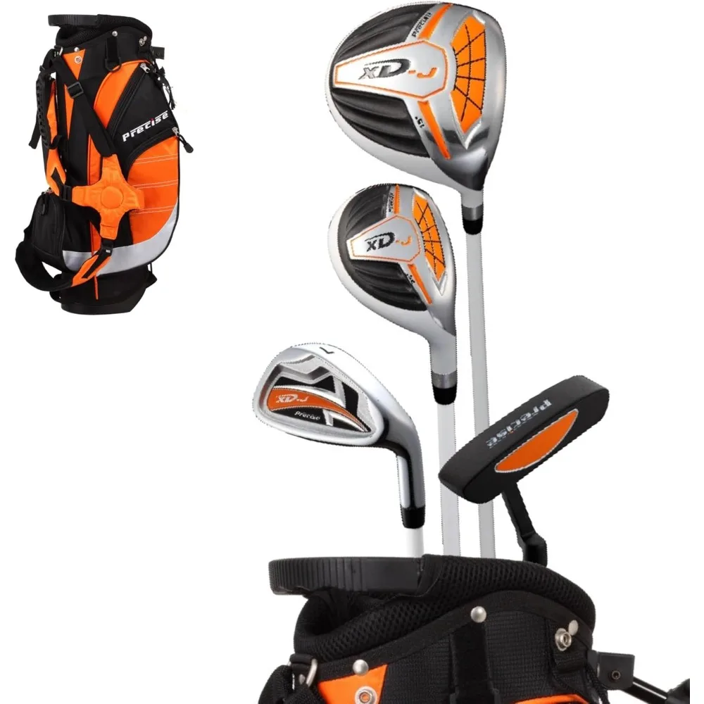 Kids Golf Clubs Set – Boys’ & Girls’ Junior Golf Set with Lightweight Graphite Shafts, Hybrid, Putter & Stand Bag
