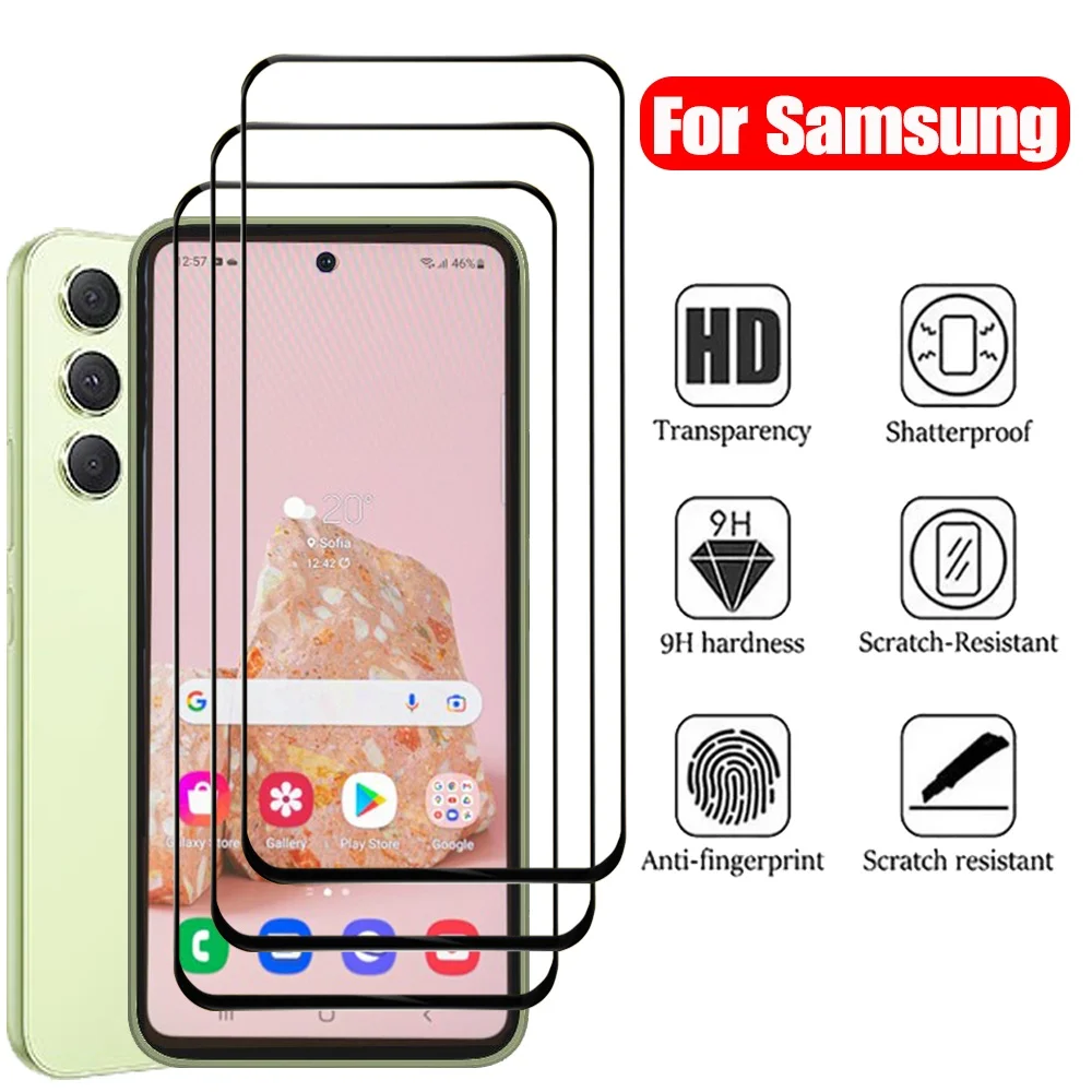 

3PCS Protective Glass For Samsung A57 A56 A55 A54 A53 A52 A51 Screen Protectors Samsung Galaxy A17 A16 A15 Tempered Glass A57 A17 Anti-Scratch Phone Front Film