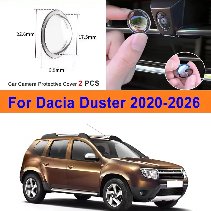 2Pcs For Dacia Duster 2020-2026 PC Lens Protector Stickers 360 Reverse Image Car Camera Cover Anti-Scratch