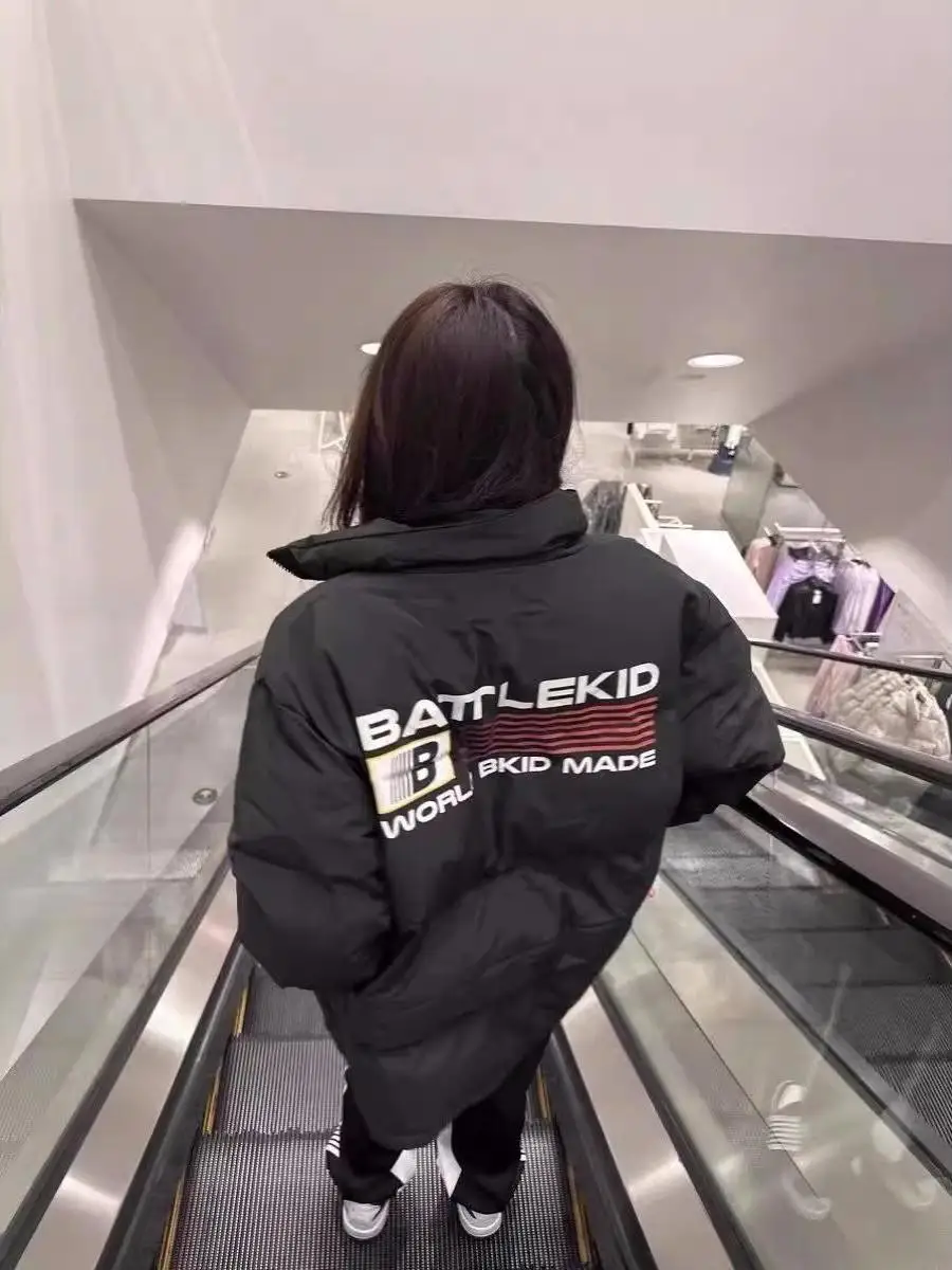 

Trendy American Brand Cotton Jaet with Print Letter Stand Collar Men's Bread Sle Coat ex Couple's Faionable Winter ...