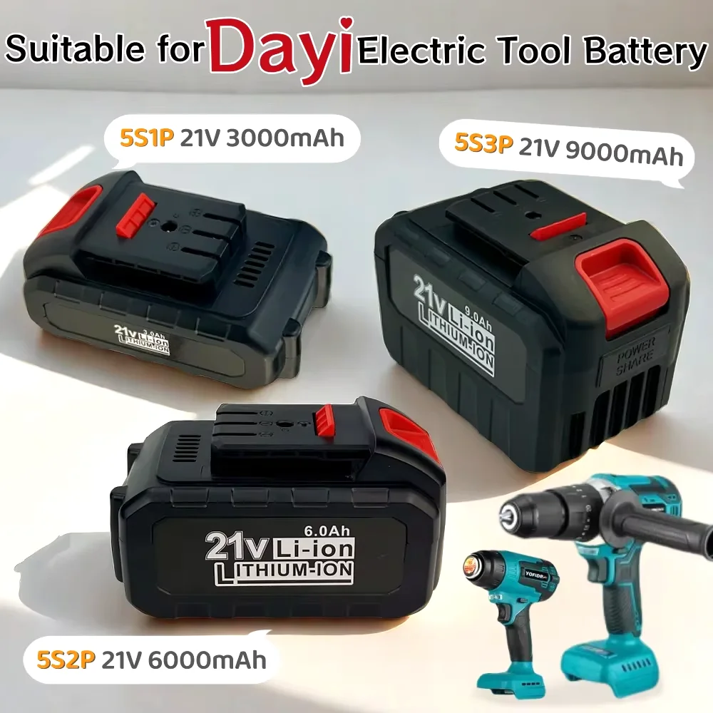 

21V 3.0/6.0/9.0Ah For Dayi Li-ion Rechargeable Power tool Battery + charger ,Suitable for Cordless Electric wrench, drill, saw
