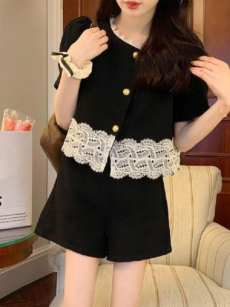 plus-size-women's-slimming-concealing-set-pants-retro-small-fragrance-style-top-shorts-two-piece-set-anti-aging-summer