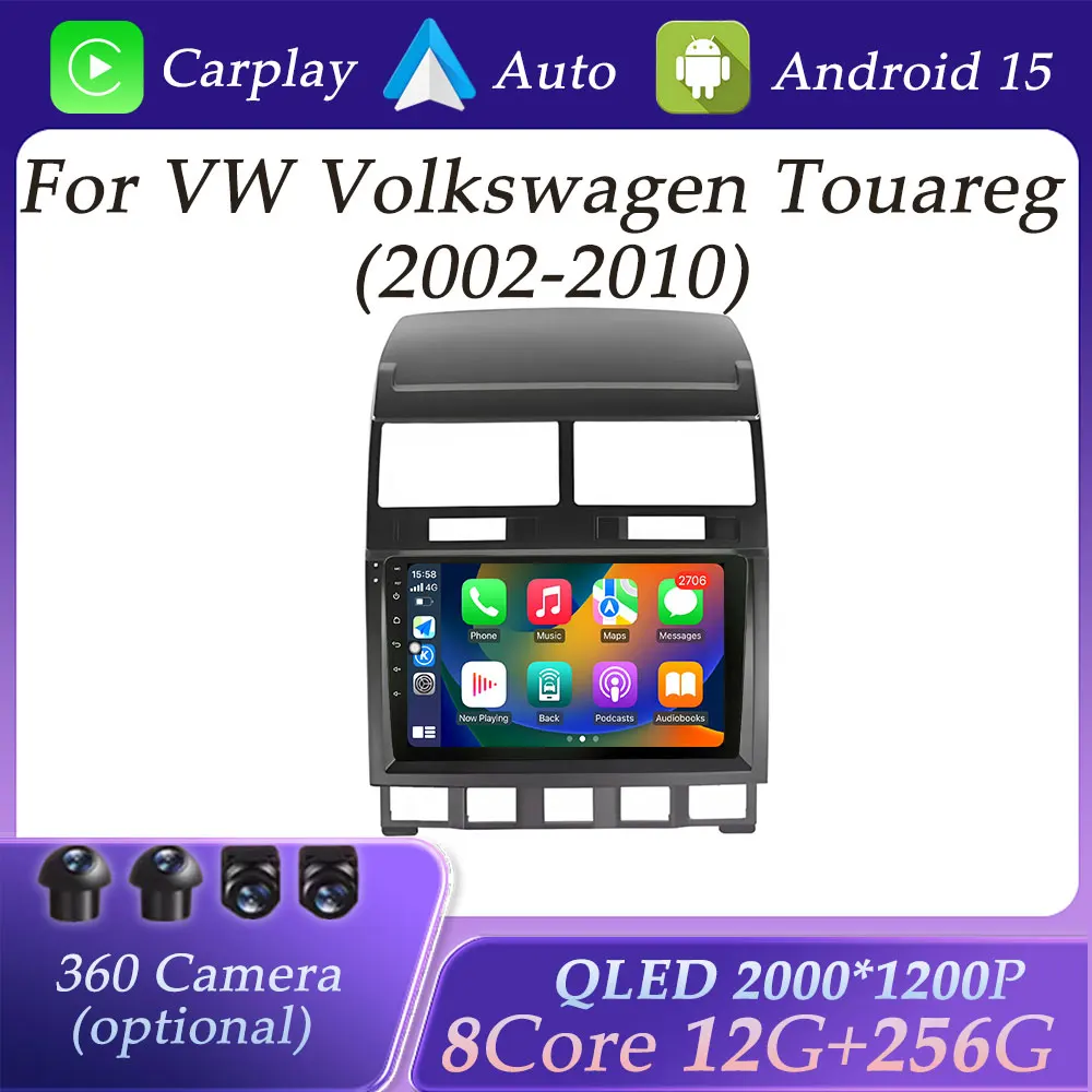 GPS Navigation for VW Volkswagen Touareg 2002-2010 CarPlay Car Radio Video Audio Multimedia Player DSP Stereo WIFI QLED Screen
