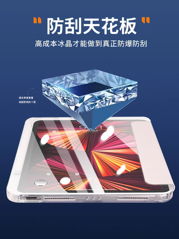 Eiskristallklare Drehbare Hülle für iPad Pro 11 Air 5 Mini 6 mit Stifthalter – Detail 6