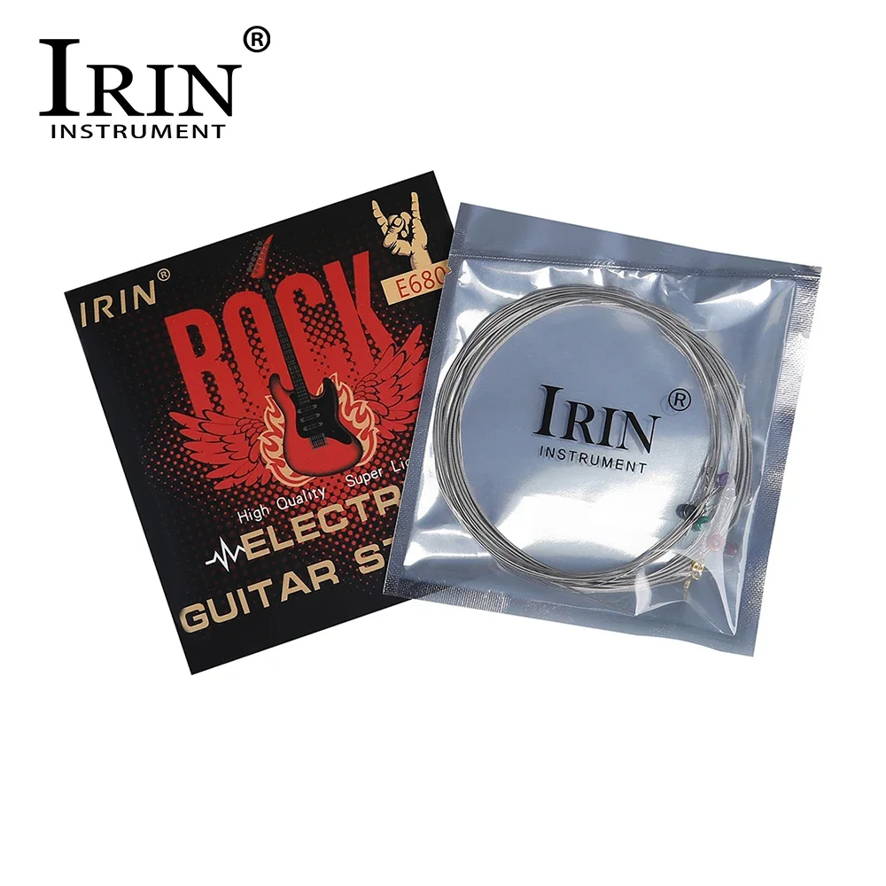 IRIN 10 Sets Electric Guitar Strings 1-6 Stainless Steel Wire Strings Silver Beginners Practice Electric Guitar Accessories