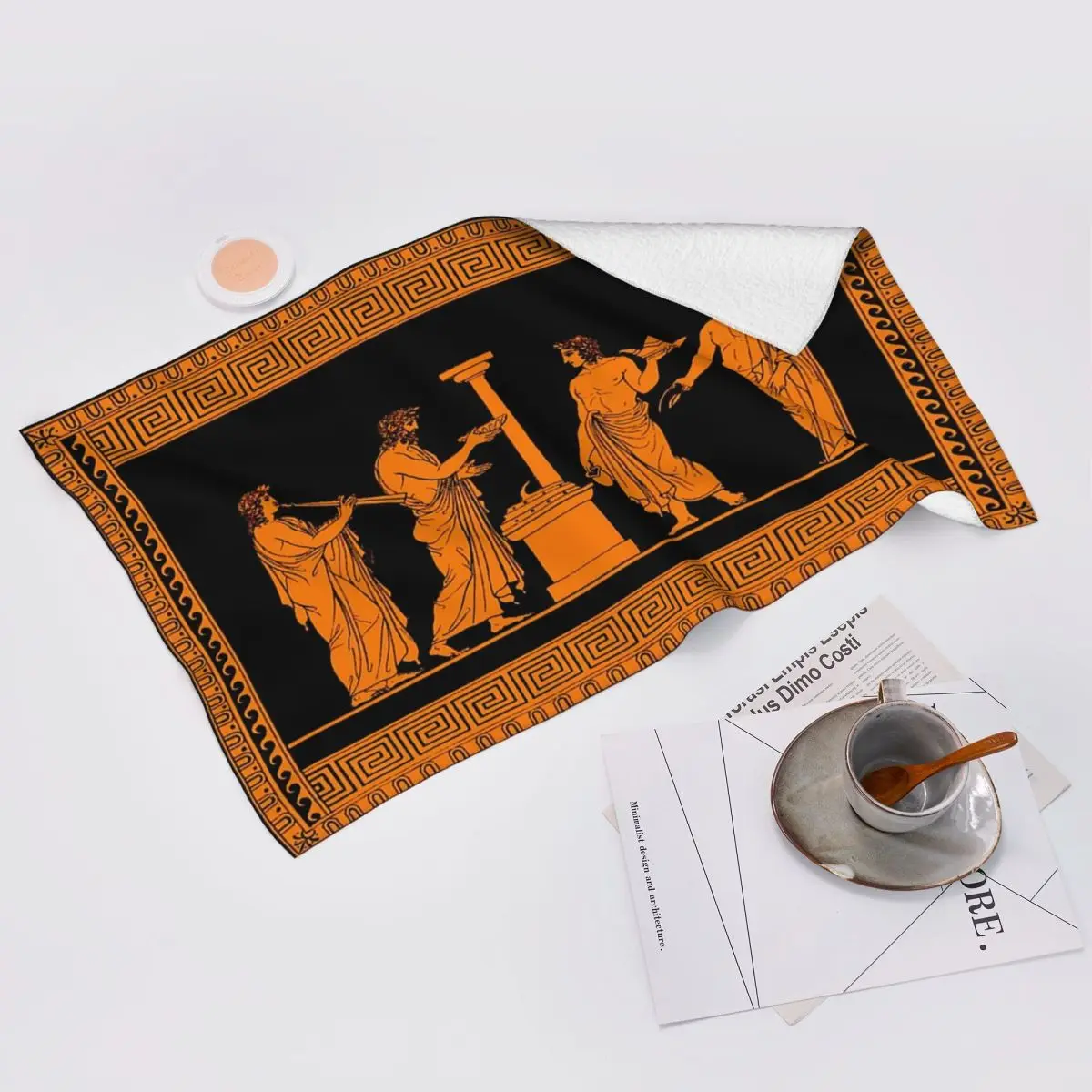 Custom Red Figure Greek Vase Offering Scen Soft Face Towel Quick Dry Pool Bath Cotton Towels Breathable