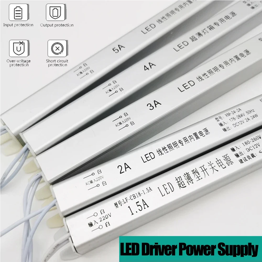 

12V LED Driver Power Supply Adapter 180-260V Ultrathin Switching Driver Lighting Transformer 18W 25W 36W 48W 60W For Led Light