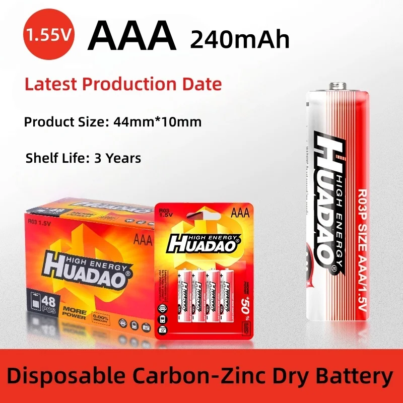 

AAA 240mAh Batteries 1.5V R03 Disposable Zinc Battery AAA for Led Light Mouse Calculator Electric Toys Remote Control