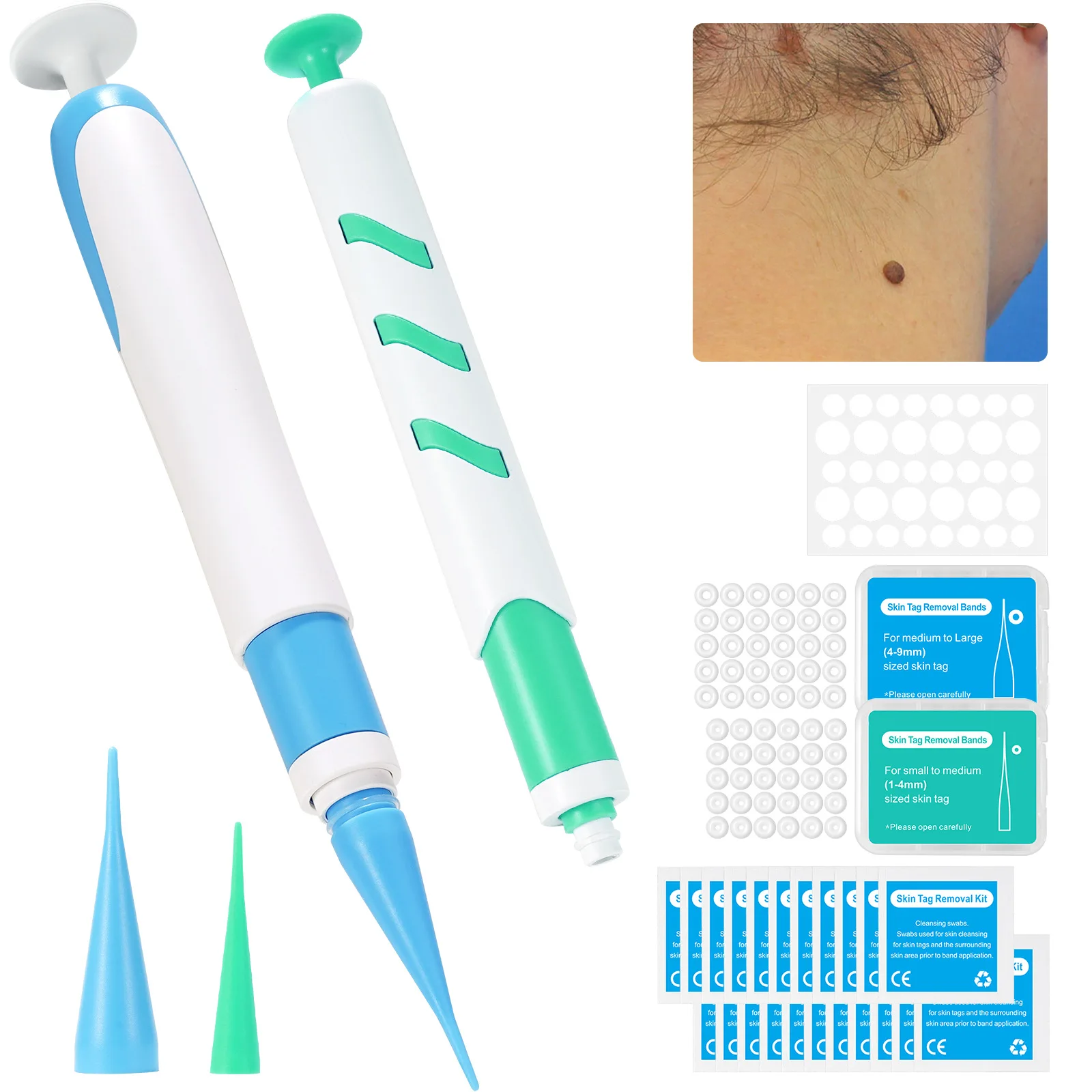 2 In1 Painless Auto Skin Tag Mole Wart Removal Kit Cleaning Tools Face Skin Care Body Wart Dot Treatments Remover Beauty Health