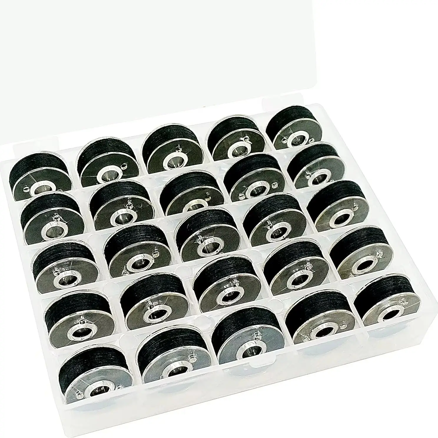 

Embroidery Sewing Machine Bobbins for Brother, 90WT Class 15 Plastic Size A SA156 60S/2 Prewound Bobbins, 25pcs White Thread Bob