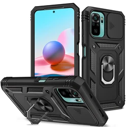 Schokbestendige Hybride Magnetische Ring Kickstand Case Voor Redmi Note 10 Pro Max 4G 2022 Xiaomi Poco X3 Nfc Dia Lens Protetion Cover