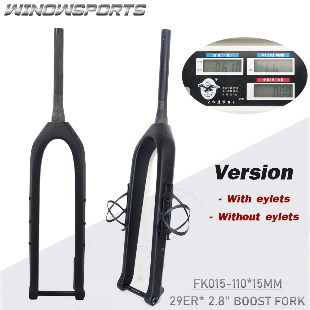 

Winowsports карбоновая вилка Carbon fork Full Carbon MTB Fork Boost 110*15mm 29er mountain bike fork With Water cage hole