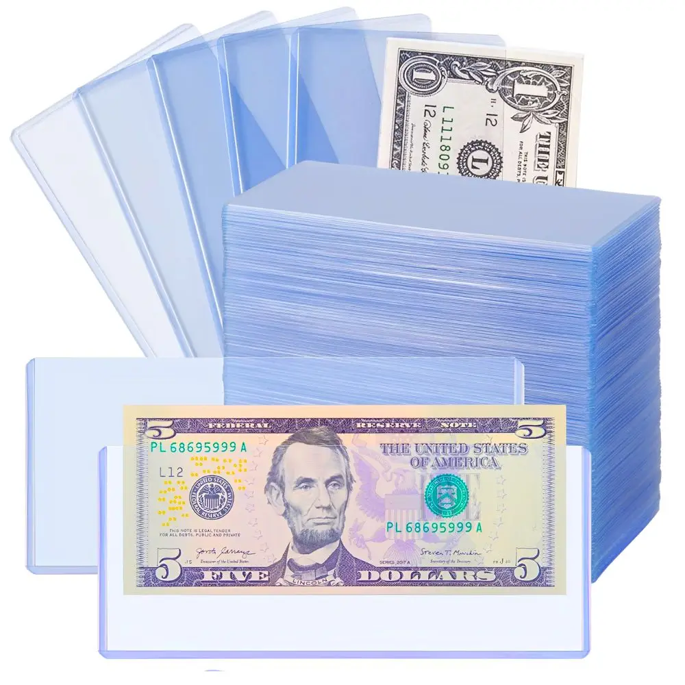 6/12/16pcs Clear Paper Money Sleeves PVC Banknote Holders Currency Protector for Bank Note Collection YMY
