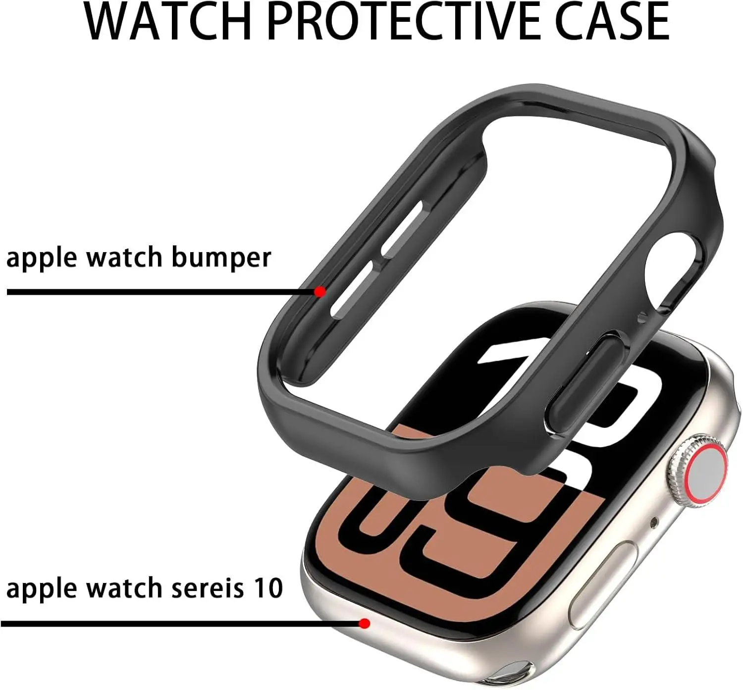 PC Cover voor Apple Watch Case 10 42/46mm 44mm 45mm 38/40/41mm Accessoires Protector bumper iWatch Serie 9 8 7 6 5 4 3 (GEEN Glas)