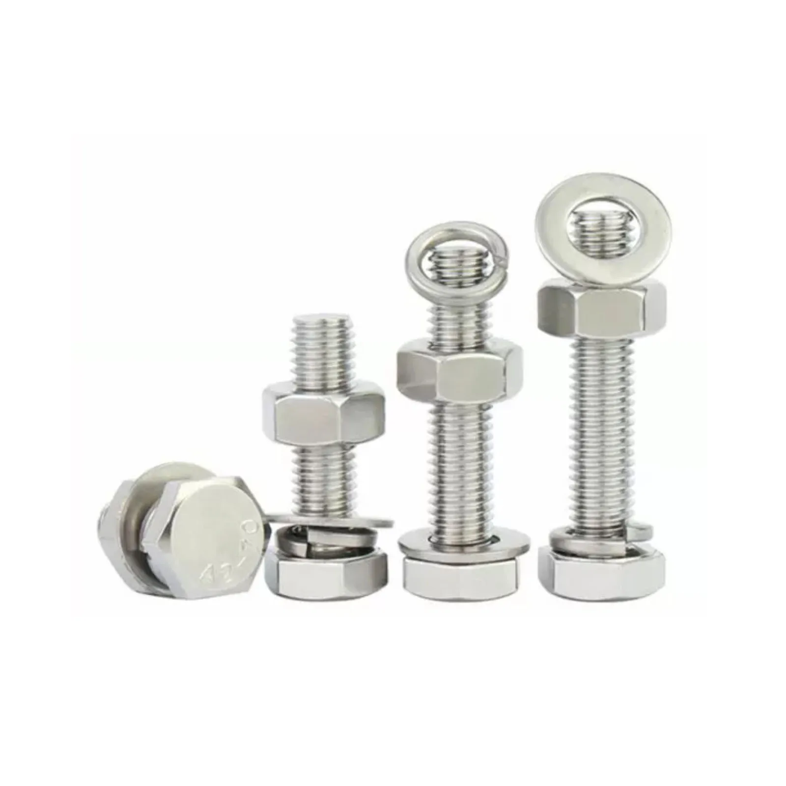 1/30Sets 304 Stainless Steel Hex Bolt Nut Set Full Kit M3 M4 M5 M6 M8 M10 Long Screw Washer Assortment