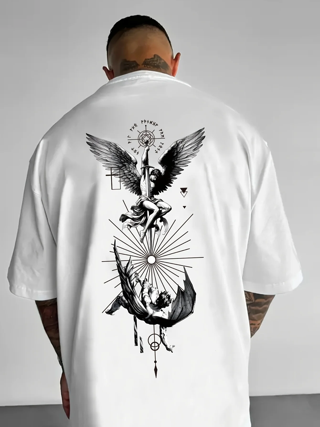 الرجال مناسبة ل Icarus الخريف الجرافيك تي شيرت تنفس طاقم طوق تي شيرت وتصميم الجناح الفني الصيف لباس غير رسمي