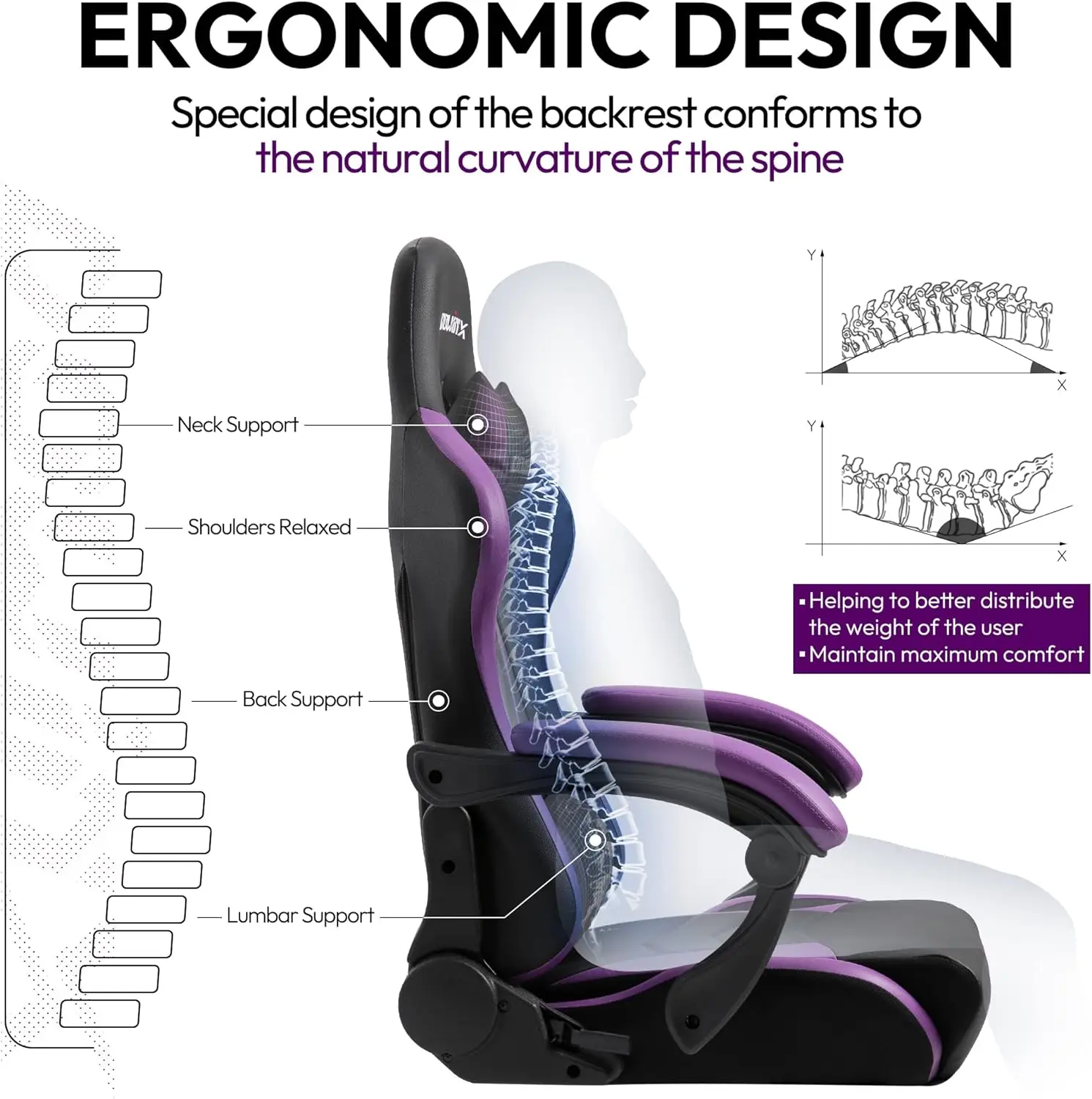 Dowinx Gaming Chair Ergonomic Racing Style Recliner with Massage Lumbar Support, Office Armchair for Computer PU Leather E-Sport