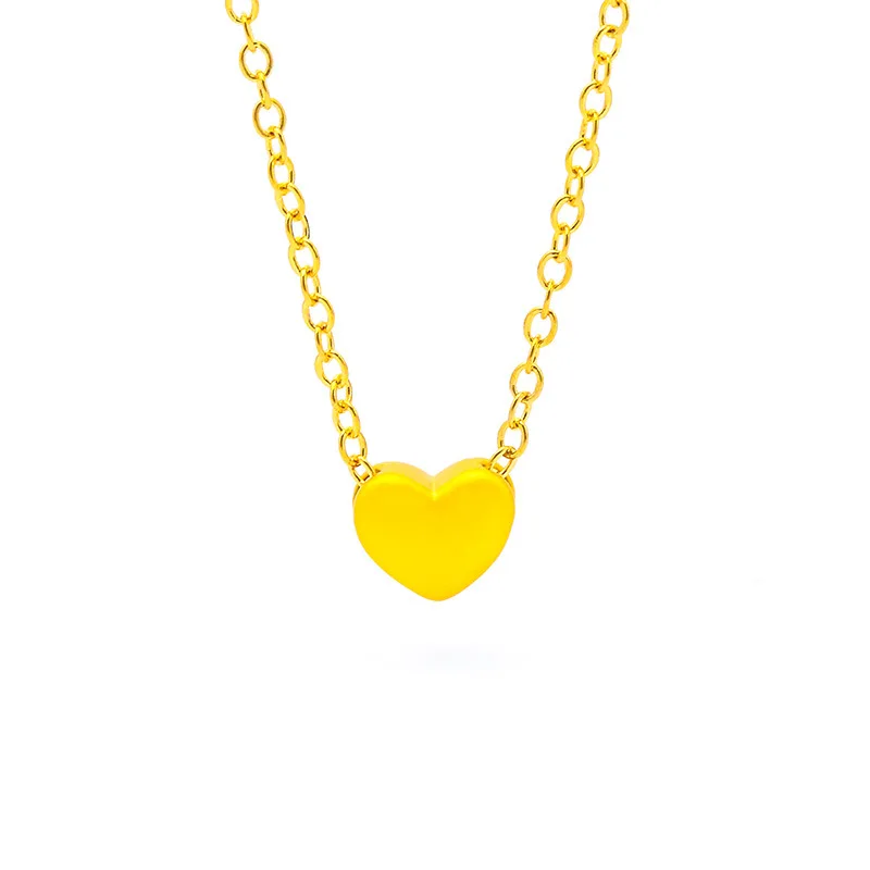 Copy 100% pure gold Vietnamese Sand Gold Brushed Double Sided Heart Necklace Women's Wedding Supplies Festival Gift
