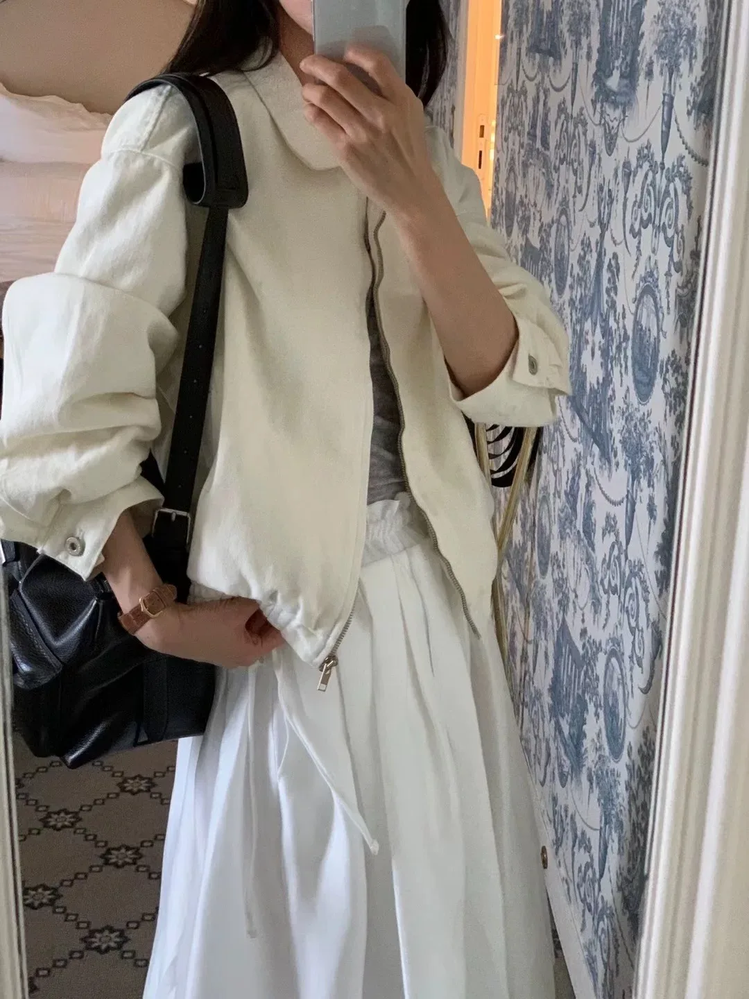 

Chic Vintage ort Denim Jaet Women's Loose Fit Long Sve Zipper Casual Outerwear Autumn New Sle Streetwear