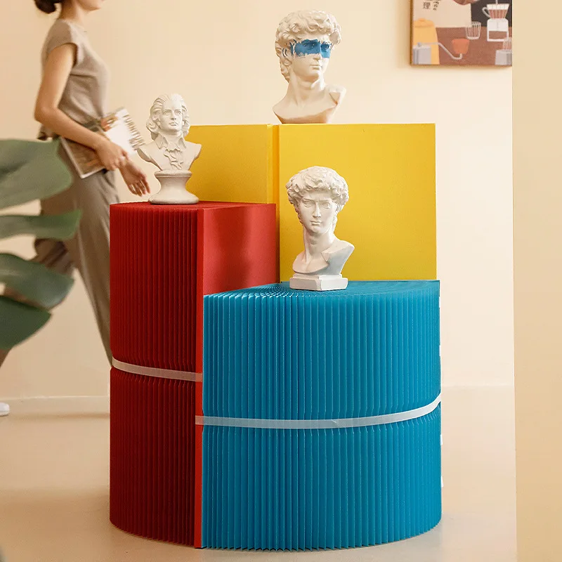 Multifunctional exhibition paper cylinder booth stand case ladder display case display stand dessert table