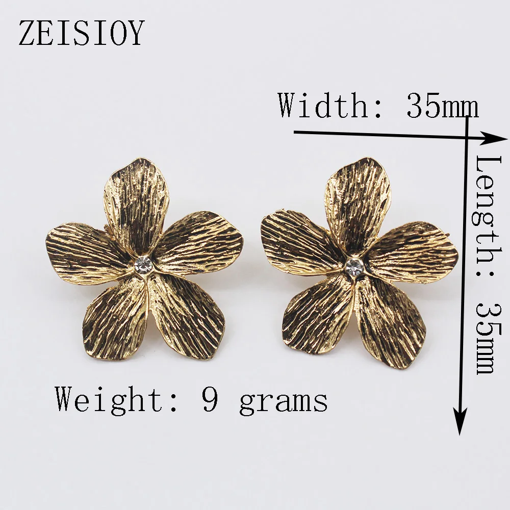 Flower Retro Simple Sticky Diamond Gold Alloy Women's Earrings