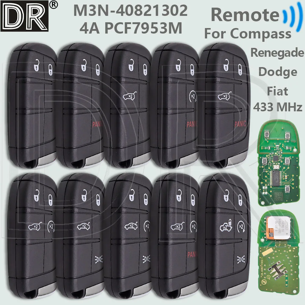DR M3N-40821302 4A PCF7953M Original PCB 433MHz Proximity Car Remote Key For Jeep Compass Renegade Dodge Fiat 500 500X 500L