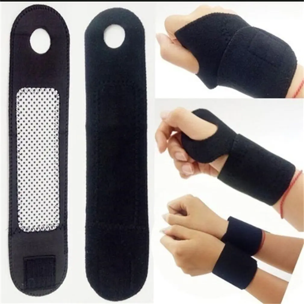 Hot 1Pair Tourmaline Self-Heating Wrist Brace Sports Protection Wrist Belt Far Infrared Magnetic Therapy Pads Braces Wrist Brace