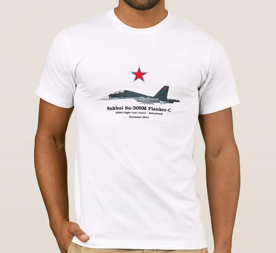 Russian Sukhoi Su-30 SM Flanker-C Fighter Aircraft T-Shirt 100% Cotton O-Neck Short Sleeve Summer Casual Mens T-shirt Size S-3XL