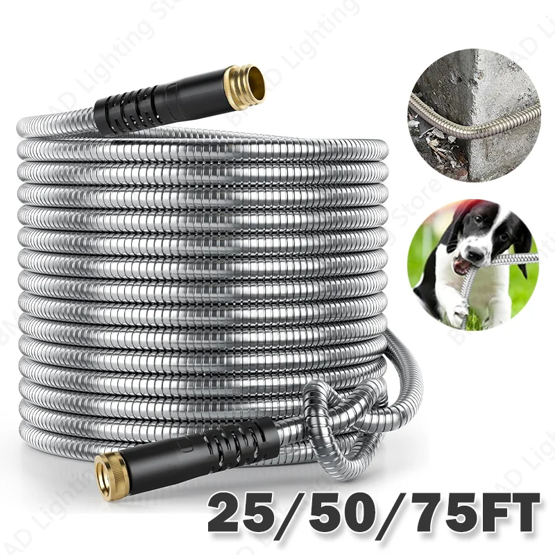

Flexible Stainless Steel Garden Hose High Pressure For Outdoor Watering Car Wash Patio Balcony Garden Irrigation System