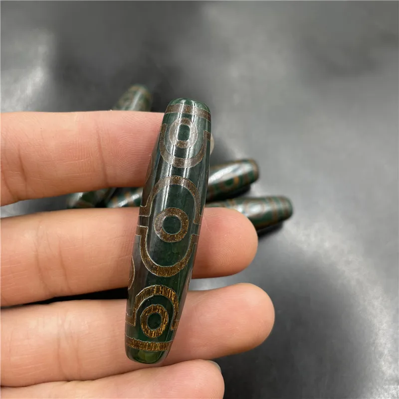 Green Large Dzi 57Mm Tibetan Old Agate Bead Loose