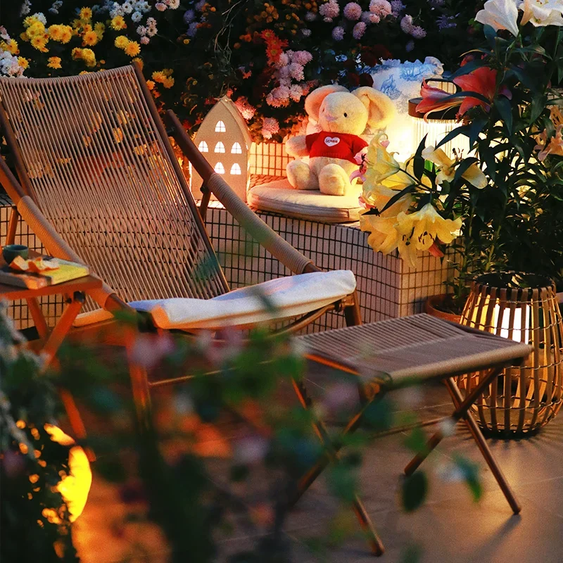 Wooden Chairs Garden Rattan Furniture Rocking Chair Beach Casting Lawn Outdoor Swing Set Patio Lounge Couch Modern Events Pool