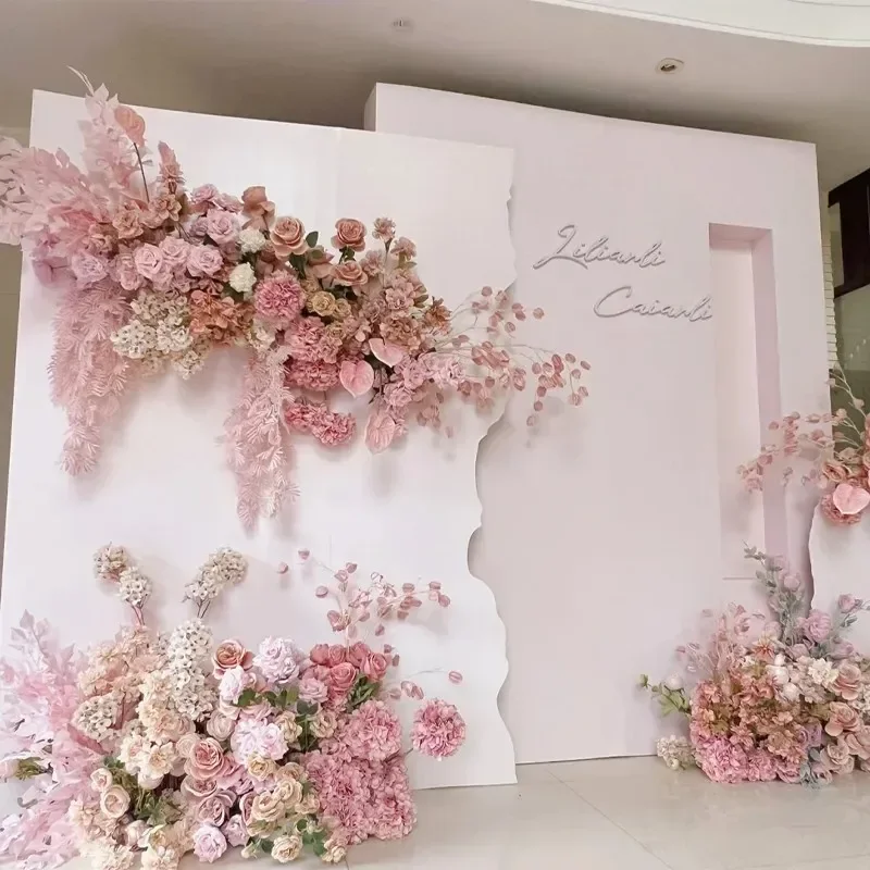 Factory Wholesale Silk Pink Wedding Background Arch Hanging Flower Rows Birthday Party Stage Floor Floral Decor