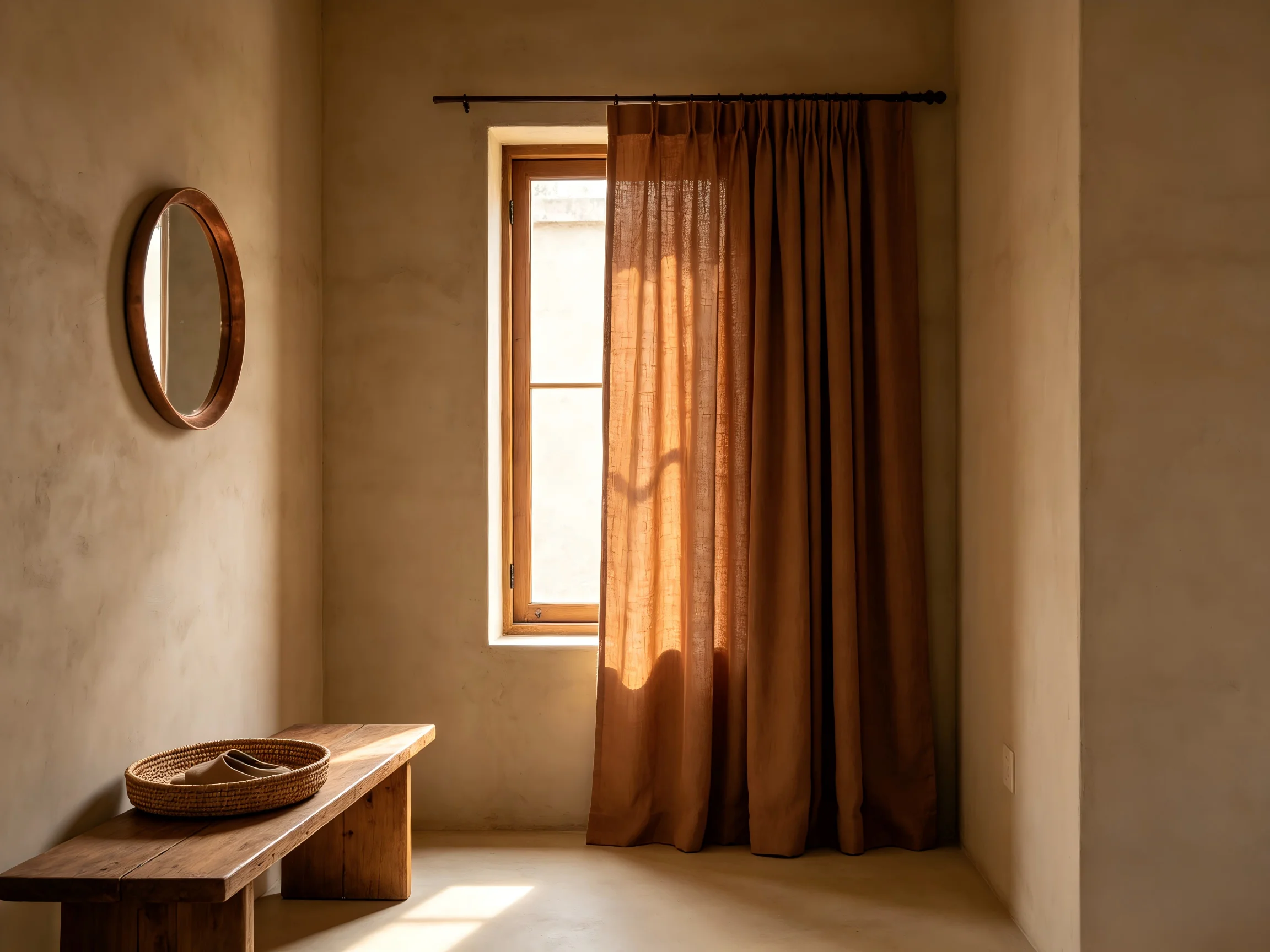 200151   Warm brown linen blend curtain