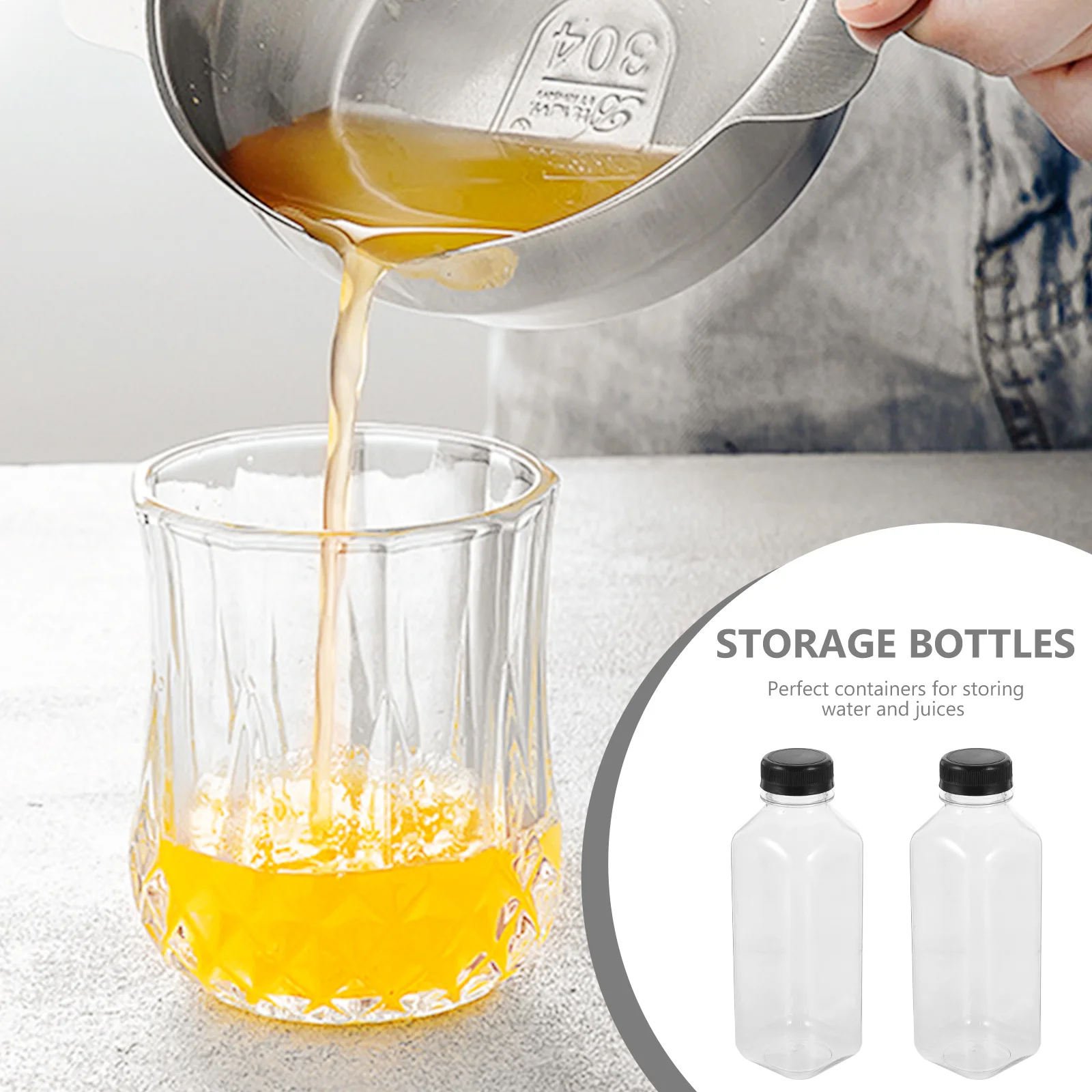 4Pcs Botol Penyimpanan Hewan Peliharaan Transparan Bebas BPA dengan Tutup Sekrup, Wadah Jus Air, Tabung Transparan, Aman untuk Makanan, Stoples Penyimpanan