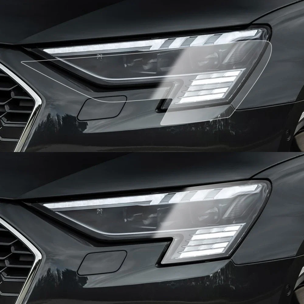 For Audi A3/S3 8V 8Y A4/S4 B9 Car Headlight Protective Film Smoke Black Pre Cut Vinyl Wrap TPU PPF Anti-Scratch Custom Fit