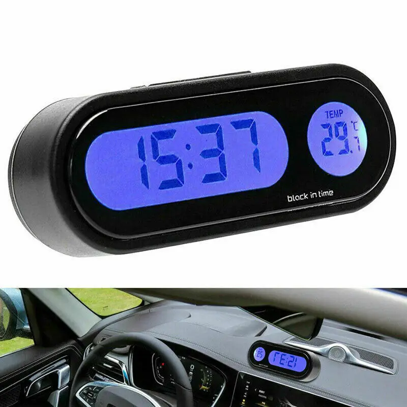 2 In 1 Digital Car Clock Time Watch LCD Backlight Luminous Thermometer Auto Dashboard Electronic Clocks Car Accessories