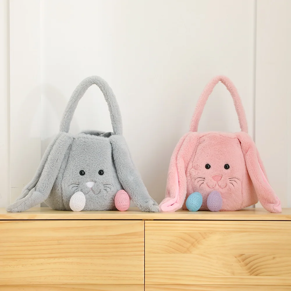 Cute Easter Basket Plush Easter Buckets With Long Ear Boys Girls Spring Egg Hunting Bags Kid Easter Tote Bags Festival Decor - view 4