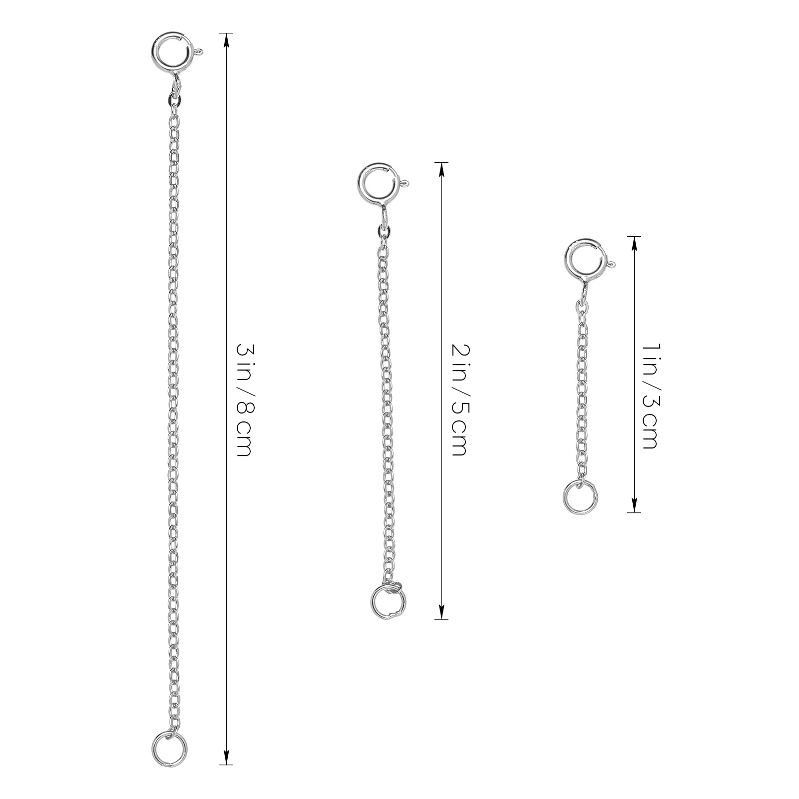 

3pcs Sterling Silver Extension Chains Nickel Free Hypoallergenic Extenders for Jewelry Making Necklaces Bracelets Women Girls