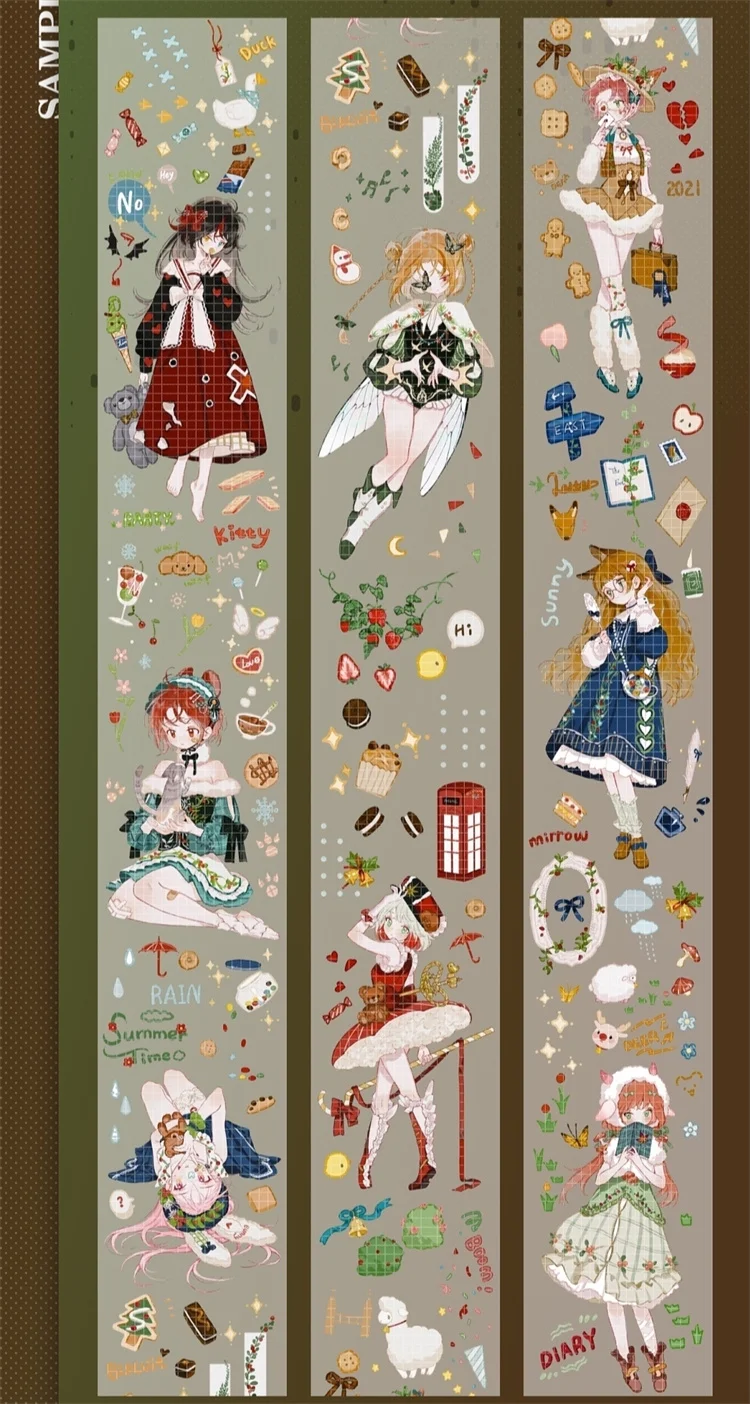 

5loop Cute Girls Dreaming Walking Washi PET Tape