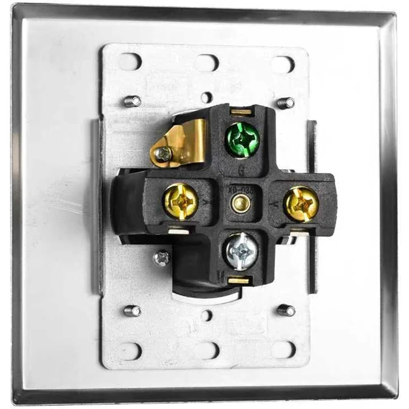 50Amp NEMA 14-50R EV Charging Receptacle with Stainless Steel Wall Plate,125/250V 3-Pole 4-Wire Grounding for EV,RVS