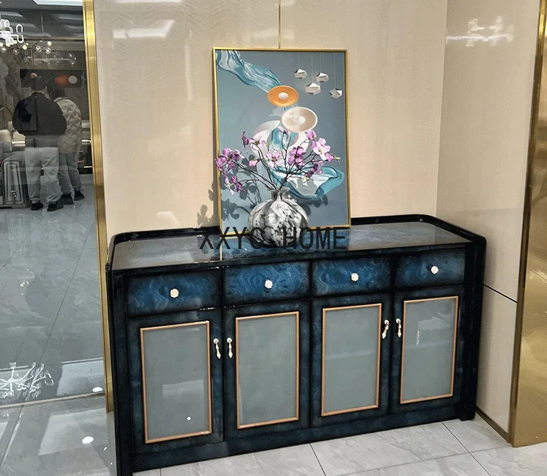 Italian Light Luxury Solid Wood Sideboard Villa High-End Entrance Cabinet Locker Complete