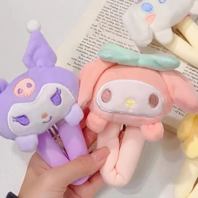 Kuromi أنيمي Kawaii سانريو دمية جميلة دبابيس الشعر لطيف الكرتون PomPomPurin أغطية الرأس تزيين مُثبت هدايا للفتيات اللعب