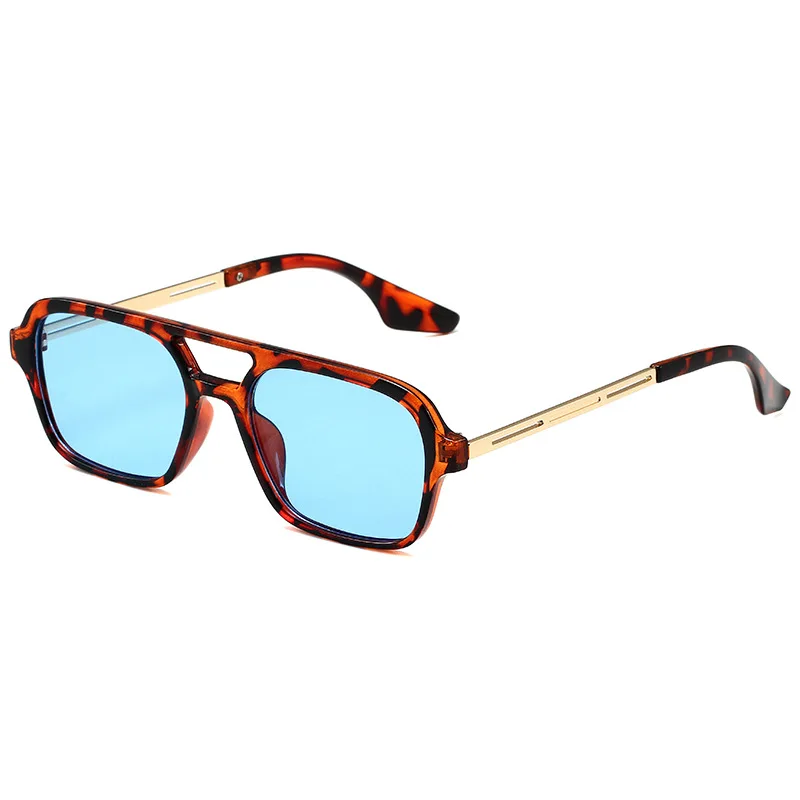 Small Frame Square Sunglasses Woman Brand Designer Fashion Luxury Sun Glasses Female Vintage Hollow Leopard Blue Oculos De Sol