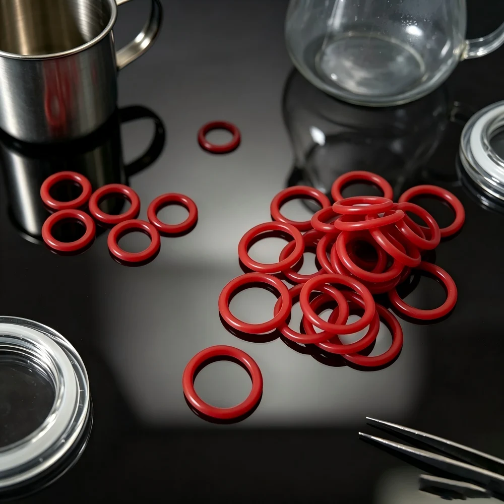 Red Food Grade VMQ Silicone Rubber O Ring Set Waterproof Insulating Cooker Sealing Washers Gaskets  CS1/1.5mm OD 4 -10mm 250Pcs