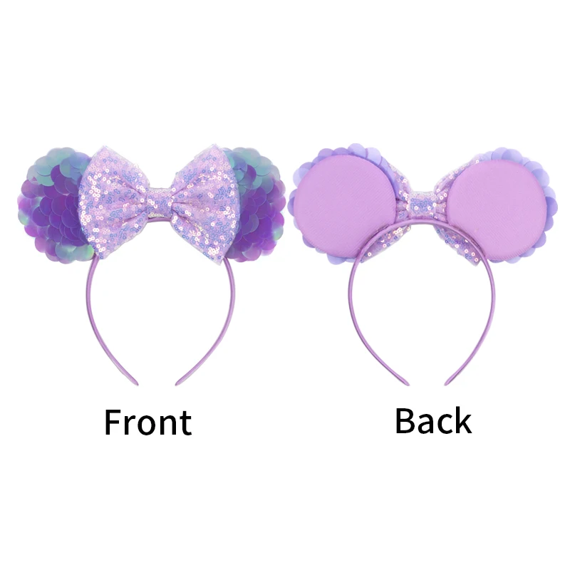 Meerjungfrau-Mausohren-Stirnbänder, Perlenhaar, Pailletten, 5 Zoll große Schleifen für Frauen, Festival-Haarband, Mädchen-Haar-Accessoires, Cosplay – Detail 6